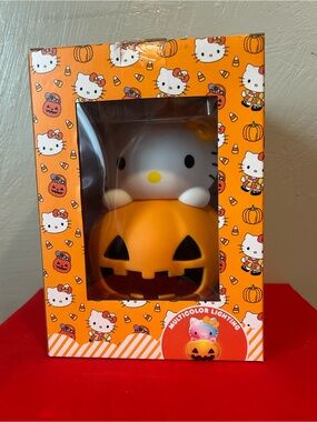 Hello Kitty Orange & White Pumpkin Night Light